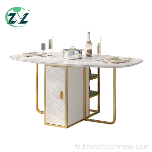 Table de salle à manger extensible pliante de luxe en marbre